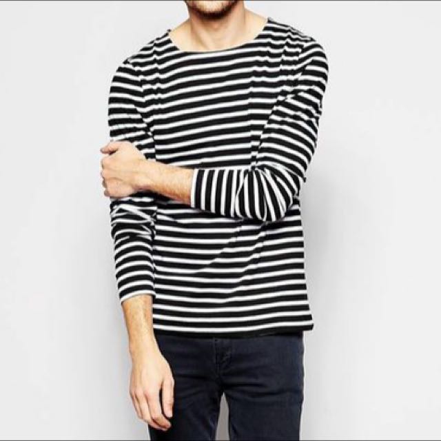 ASOS Black white stripe long sleeve 