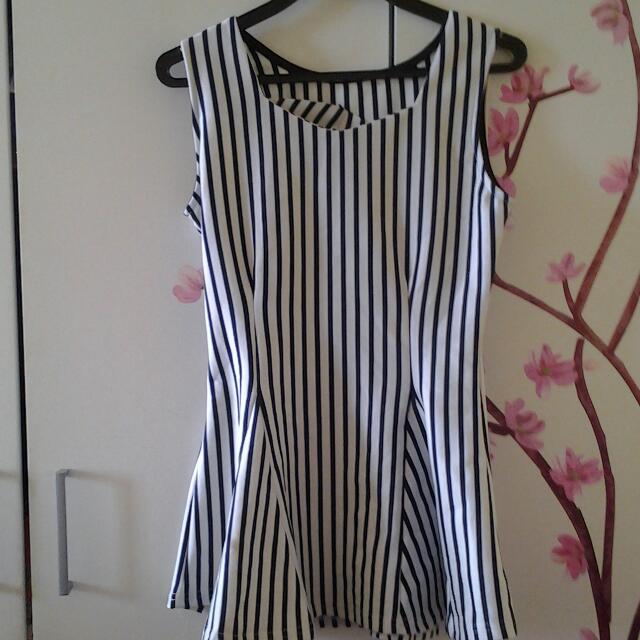 Striped Tie Front Peplum Sleeveless Top