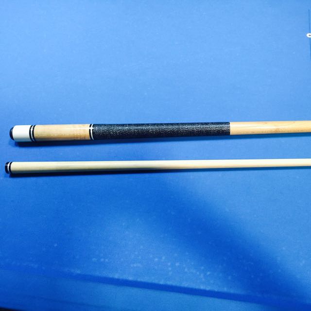 1 Piece Handmade Ebony Zebrawood Snooker Cue Set with White and Blue Case and Telescopic Extension