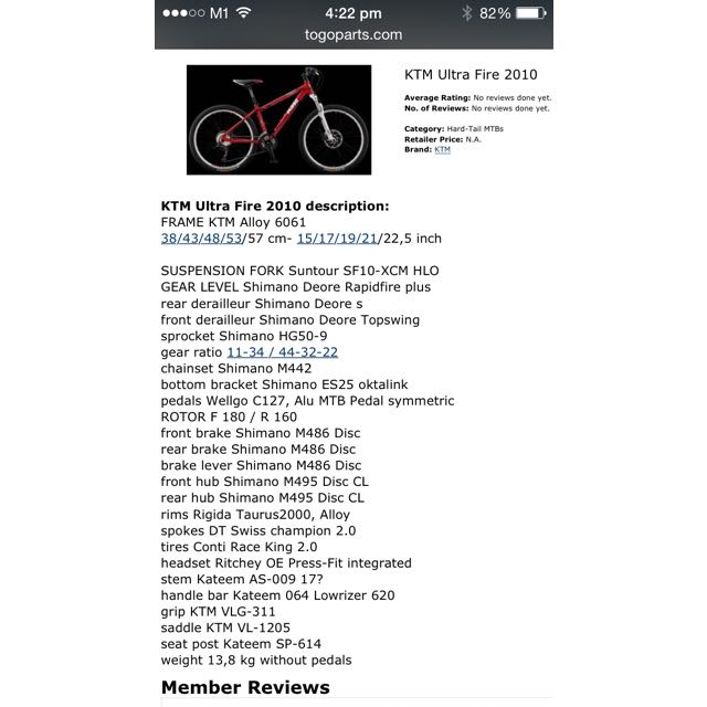 Ktm Ultra Fire 2010 (Price Review!), Sports Equipment, Bicycles & Parts,  Parts & Accessories On Carousell