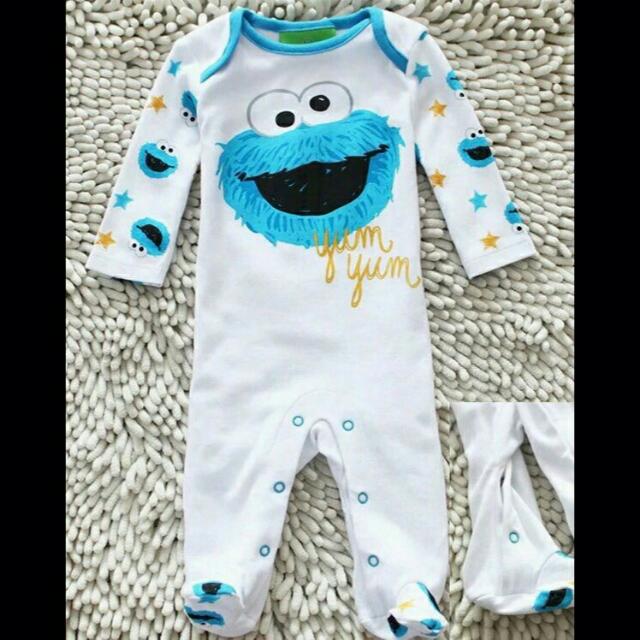 Cookie monster pj romper shop