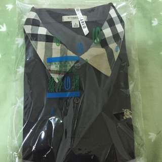 Burberry鐵灰網眼短袖polo衫