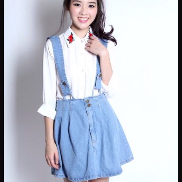 jean suspender skirt