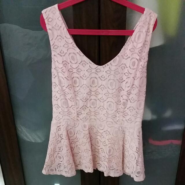 light pink peplum top