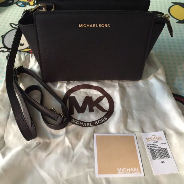 Authentic Michael Kors Selma Medium Saffiano Leather Messenger Coffee Women s Fashion Bags Wallets Cross body Bags on Carousell