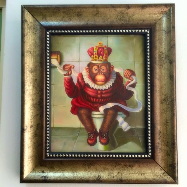 four monkeys in loo oil painting everything else on carousell
