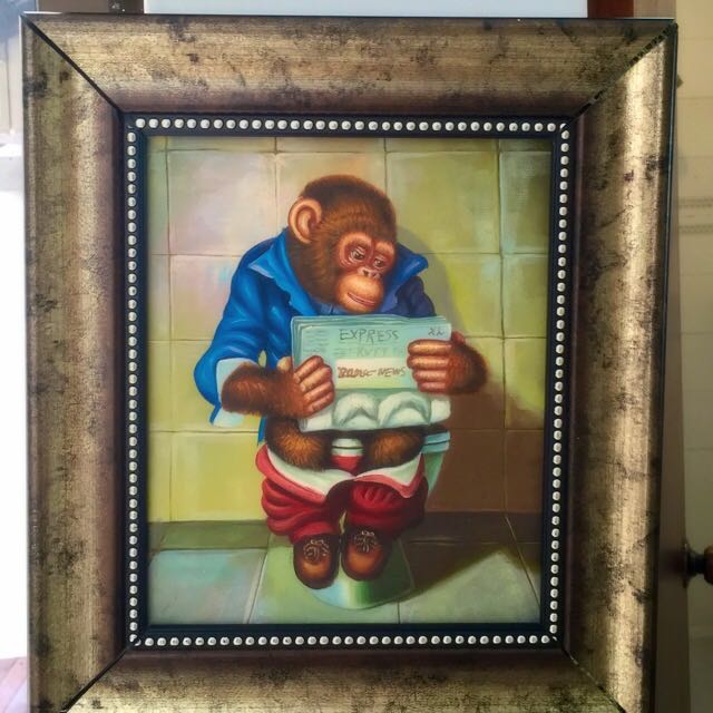 four monkeys in loo oil painting everything else on carousell