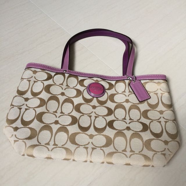 Coach Fabric Bag With Leather Handle Luxury Bags Wallets Coach Fabric Bag With Leather Handle Luxury Bags Wallets