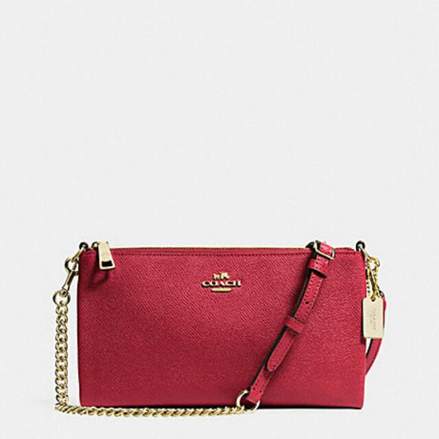 KYLIE CROSSBODY IN EMBOSSED TEXTURED LEATHER COACH F52385 RED CURRANT. Retail Price At 140 Now At 103