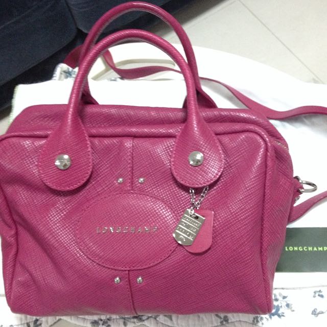 longchamp pink leather bag