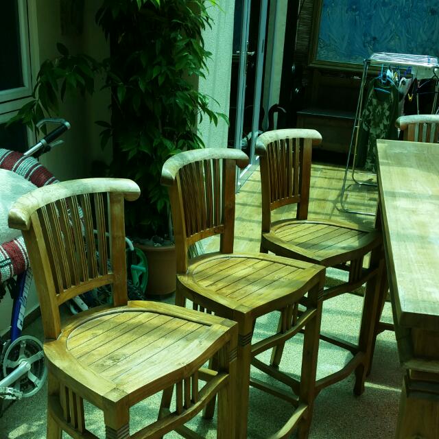 Vintage Bar Table + High Bar Chairs, Furniture & Home Living, Furniture