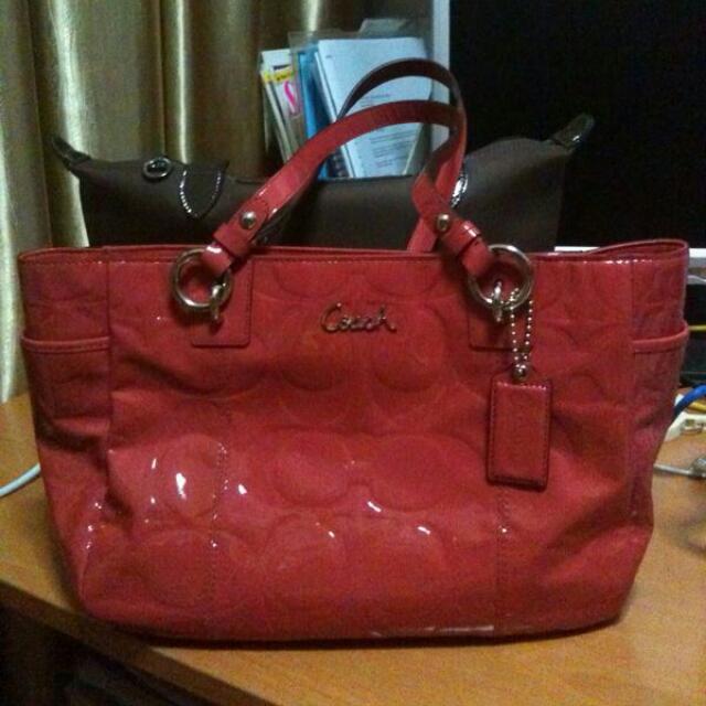Coach embossed patent leather tote new arrivals