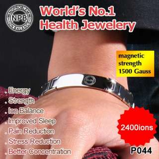Anti-radiation Anti-fatigue Fashion Stylish Stainless Steel Negative Ion Health Bracelet with 3pcs Health Magnets