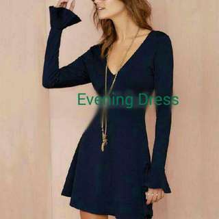 Long Sleeve V neck Evening Dress (American Apparel Inspired)