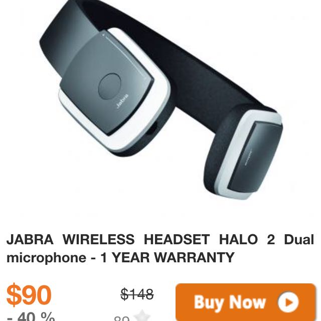 JABRA WIRELESS HEADSET HALO 2 Dual microphone 1 YEAR WARRANTY, Computers & Tech, Parts