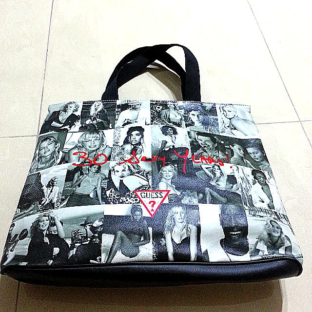 guess canvas tote