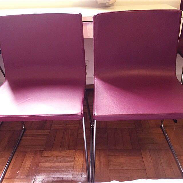 IKEA Expandable Dining Table & 2 Purple Chairs., Furniture & Home