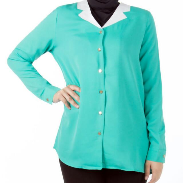 aqua green blouse