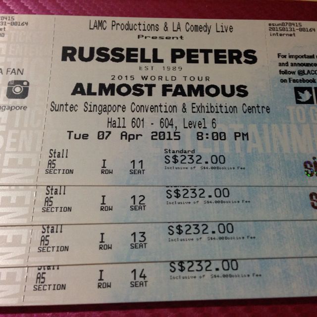 Russell Peters Almost Famous Tour 4 Cat 1 Tix For Sale Entertainment On Carousell We're the world's largest secondary marketplace for tickets to live events. carousell