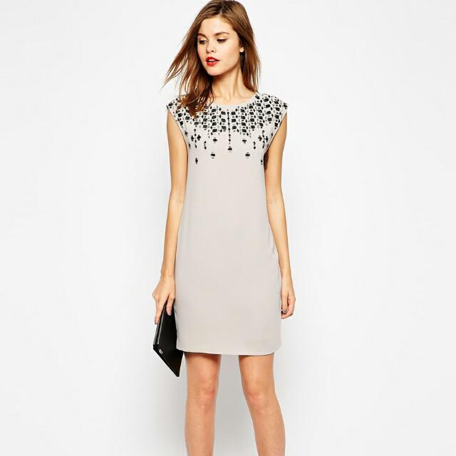 warehouse embellished collar shift dress