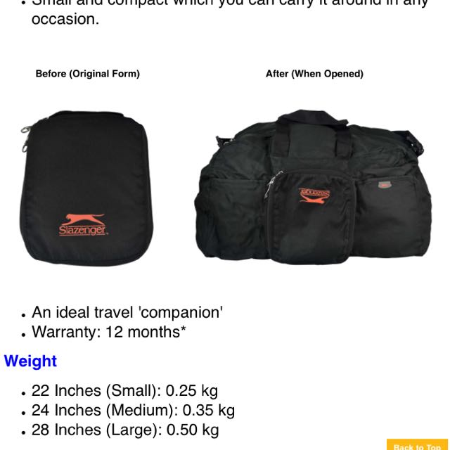 Slazenger foldable bag deals