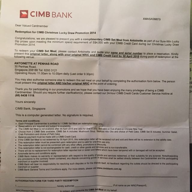 Cimb Set Meal Tickets Vouchers Local Attractions Transport On Carousell