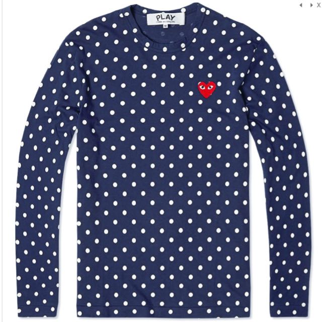 comme des garcons play long sleeve polka dot tee
