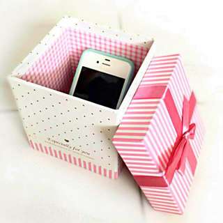 Pink/blue Medium Strip Gift Box