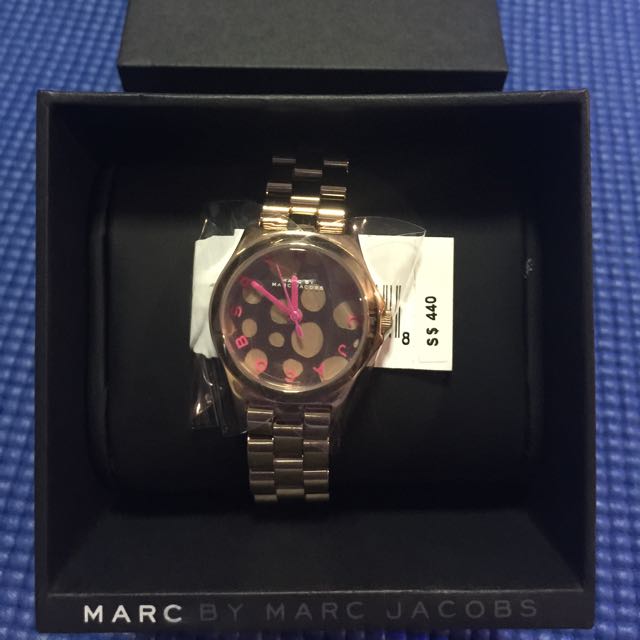 Authentic Marc Jacobs Henry Rose Gold Tone and Pop Pink Watch