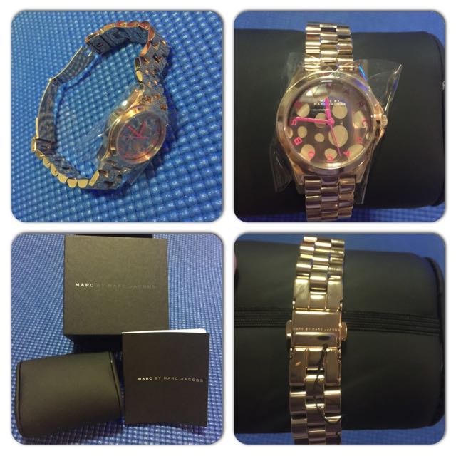 Authentic Marc Jacobs Henry Rose Gold Tone and Pop Pink Watch