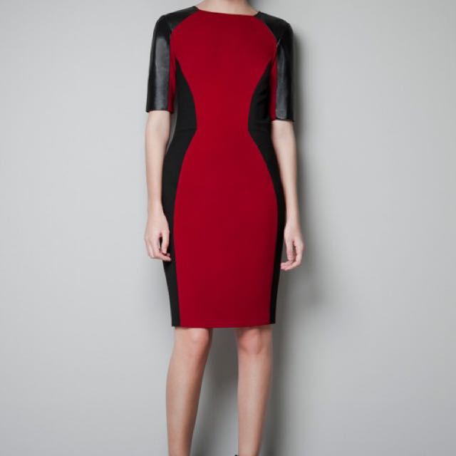 zara red bodycon dress