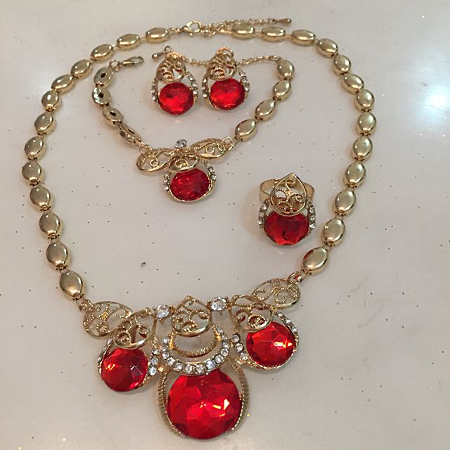 Red ruby jewelry best sale set