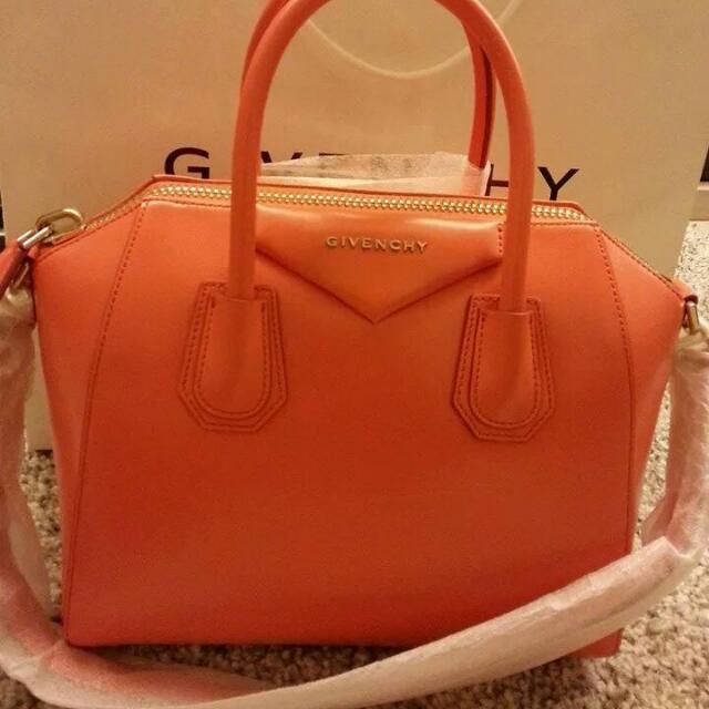 Orange GIVENCHY Small Antigona Like New Luxury Bags Wallets