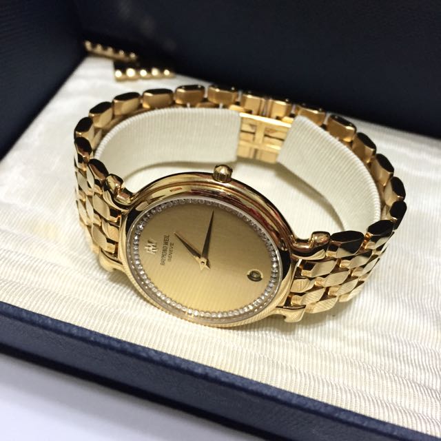 Unisex 18K Gold Electroplated Raymond Weil Geneve Swiss Quartz Watch