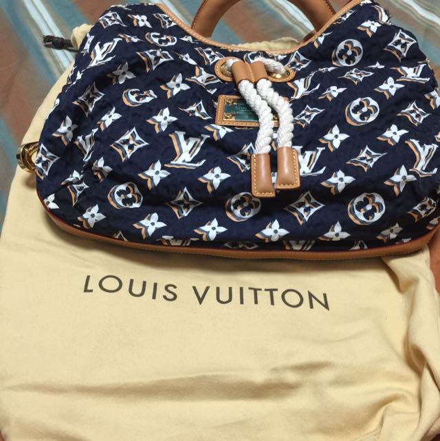 LOUIS VUITTON Limited Edition Navy Blue Nylon Bulles MM Bag, Marc Jacobs  Design