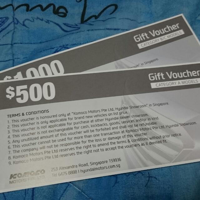 Hyundai Gift Voucher, Tickets &amp; Vouchers, Vouchers on Carousell