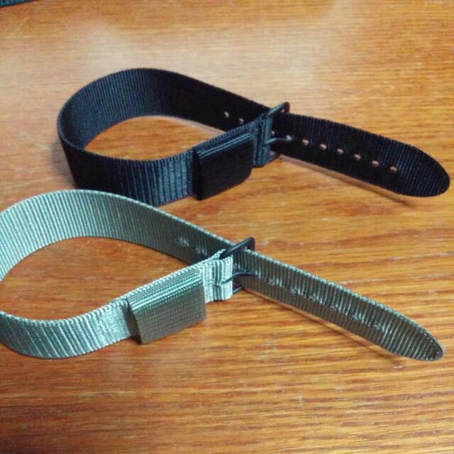 New Soft 22mm Black Or Grey Nylon Diver Strap Black PVD Buckle