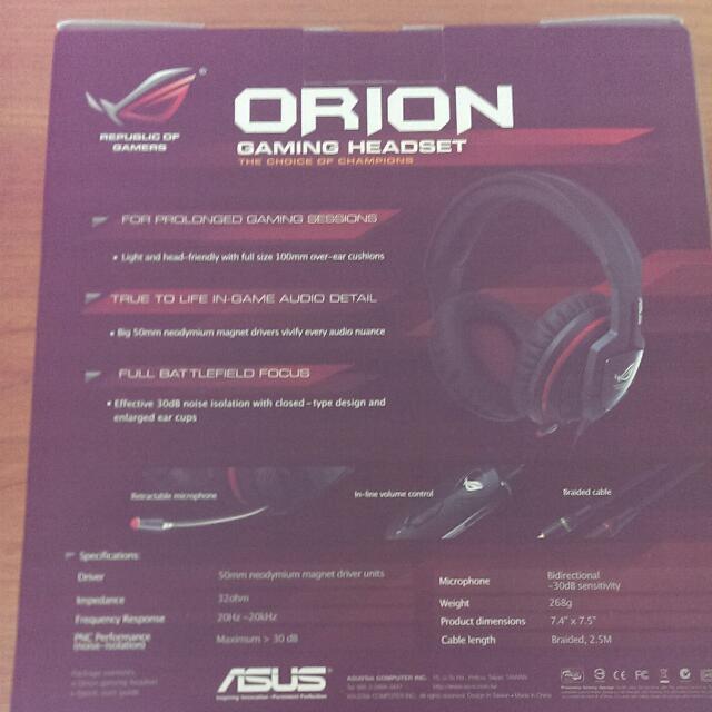 Asus Orion Gaming Headset BNIB, Computers & Tech, Parts & Accessories
