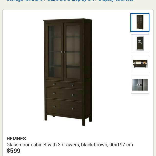 Urgent Ikea Hemnes Double Glass Door Cabinet 90 Cm 35 190