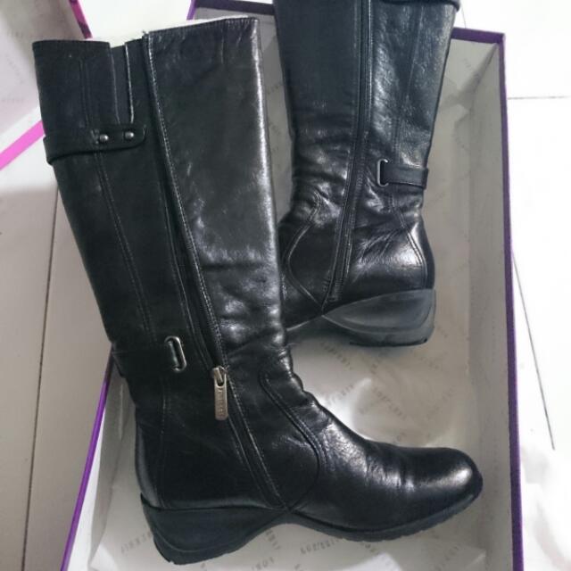 Forleria Genuine Leather Black Flat Boots