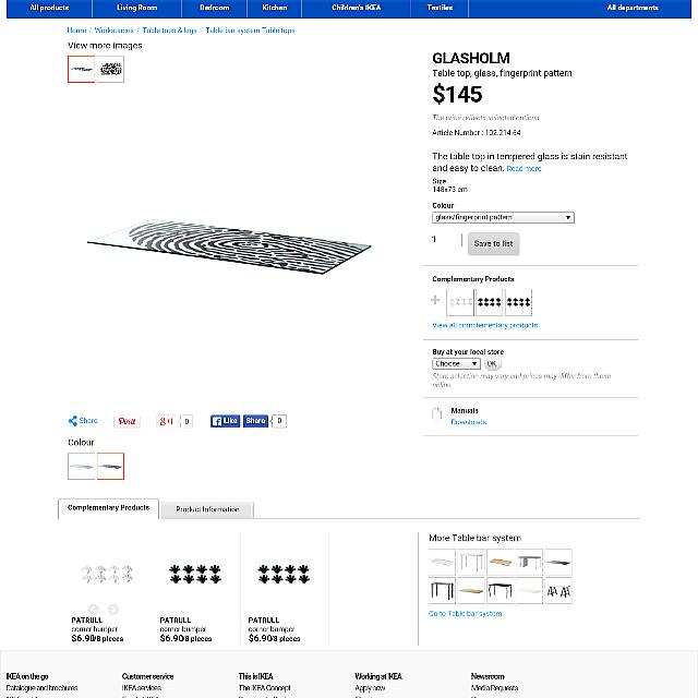 IKEA Vika Glasholm Tempered Glass Table Top, Furniture & Home Living