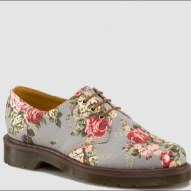 Authentic Dr Martens 1461 PW GREY DENIM VICTORIAN FLOWERS