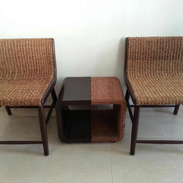 2 Chairs And Table Water Hyacinth Furniture Home Living Tables Sets On Carou 2 Chairs And Table Water Hyacinth, Water Hyacinth Furniture