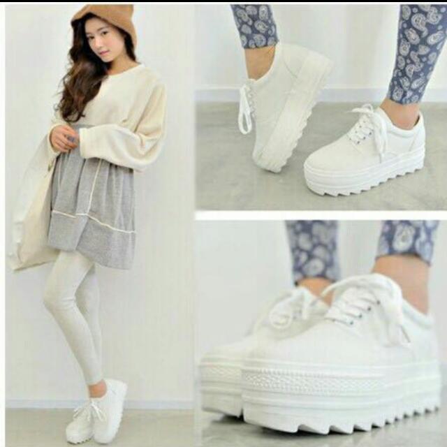 platform white canvas sneakers