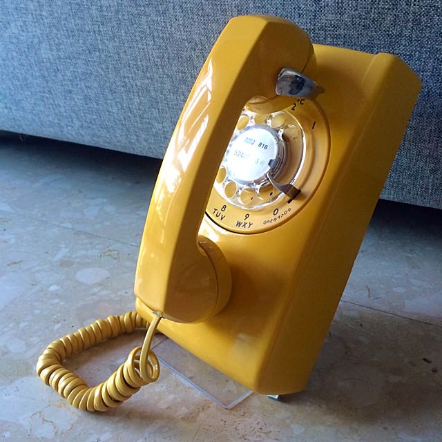 Yellow Retro Dial Wall Phone Vintage Rotary Telephone Furniture On Carousell
