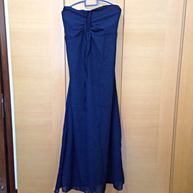 Vivo Sani Long Sleeve Ruffle Shirt Dress - Navy Blue