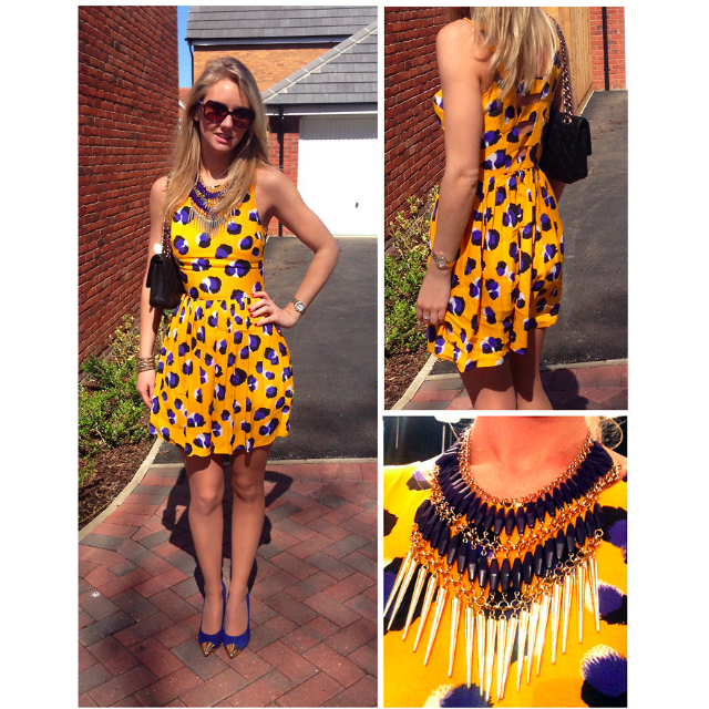 yellow leopard print dress