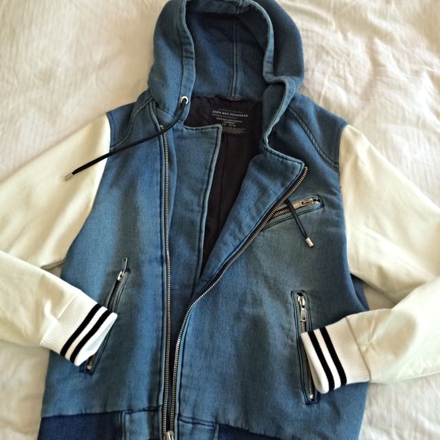 Zara Denim Jacket With White Leather Sleeves Men S Fashion On Carou - Denim Jacket With Leather Sleeves And Hood Zara Denim Jacket With White Leather Sleeves Men S Fashion On Carou - Denim Jacket With Leather Sleeves And Hood