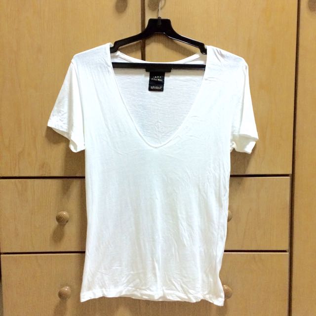 Zara deep neck t shirt Clearance