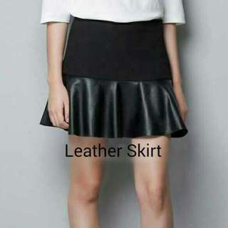 Leather Skirt With Elastic Waist